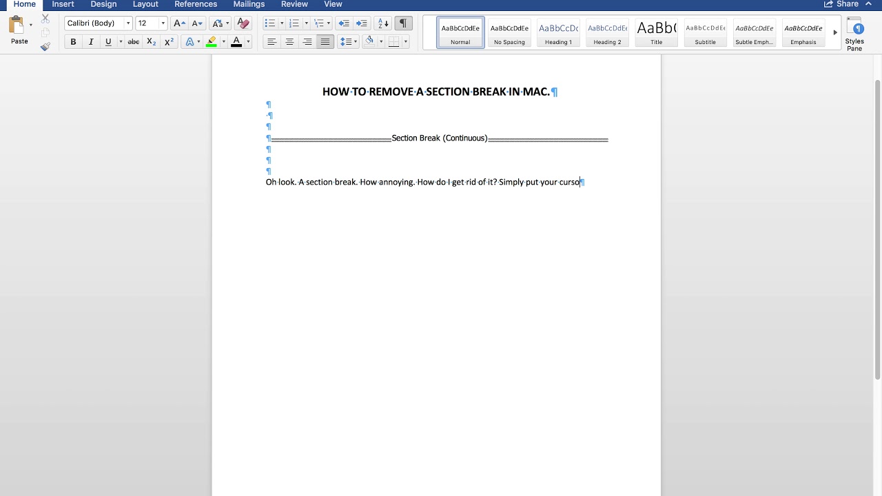 how to delete a page in microsoft word on mac
